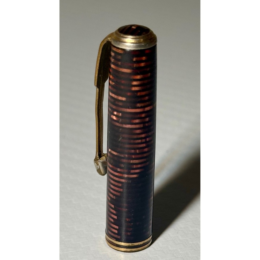 Parker Vacumatic Pen Cap ONLY Burgandy Pearl Striped Celluloid Arrow Clip